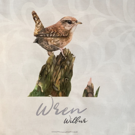 wren tea towel close up