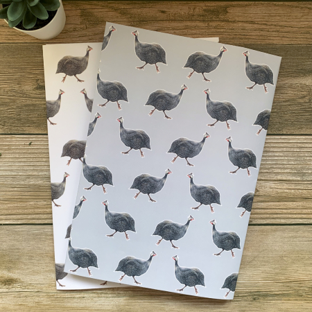 Folded Wrapping Paper Sheets Guinea Fowl