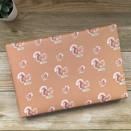 Red Squirrel Wrapping Paper brown
