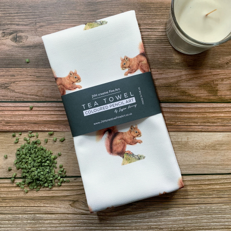 Red Squirrel, pattern Tea Towel – Sammy - Image 6