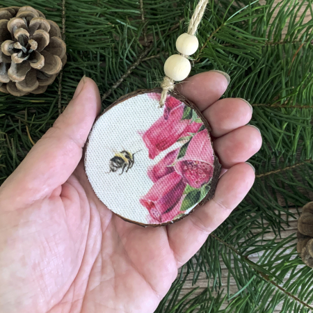 Foxglove and Bumblebee – Wooden Ornament Decoration - Image 4