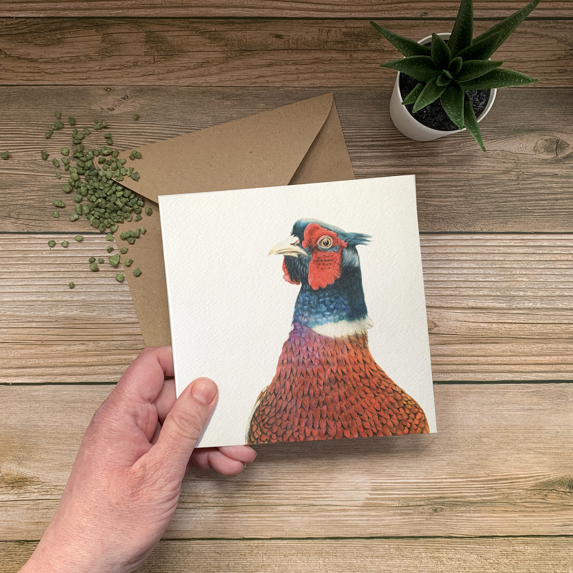 Pheasant Card held in hand