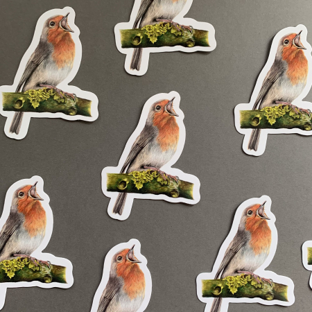 Robin – Vinyl Bird Sticker - Image 4