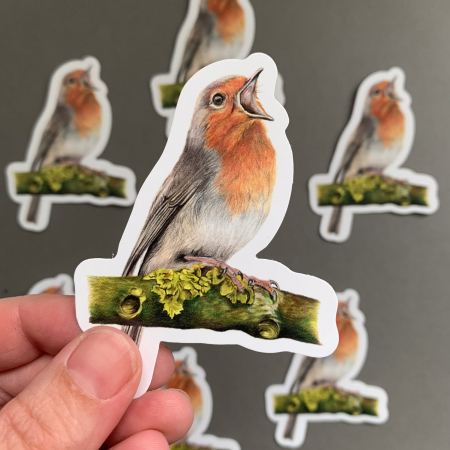 Robin – Vinyl Bird Sticker - Image 3