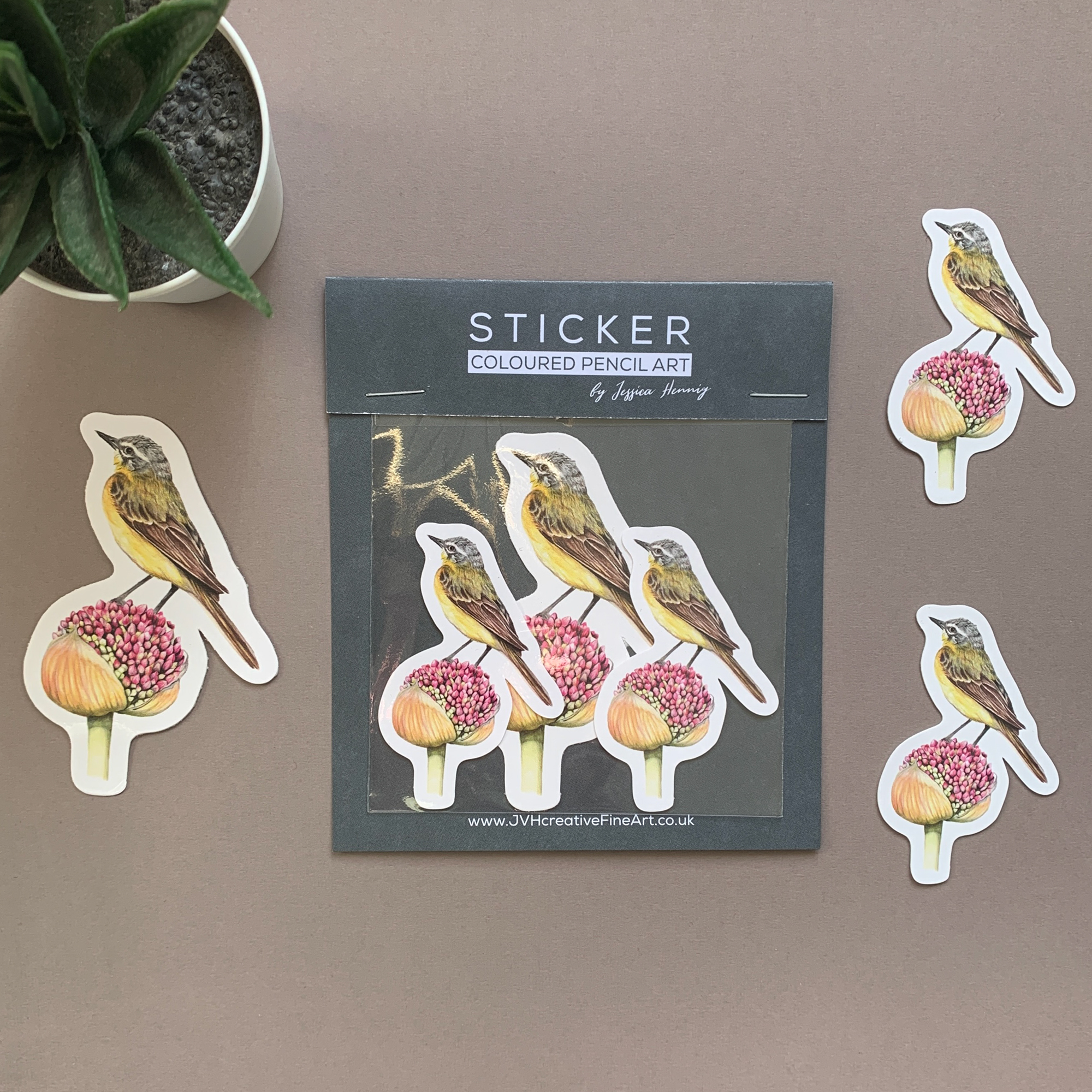 Yellow Wagtail Bird – Vinyl Sticker Pack - Image 5