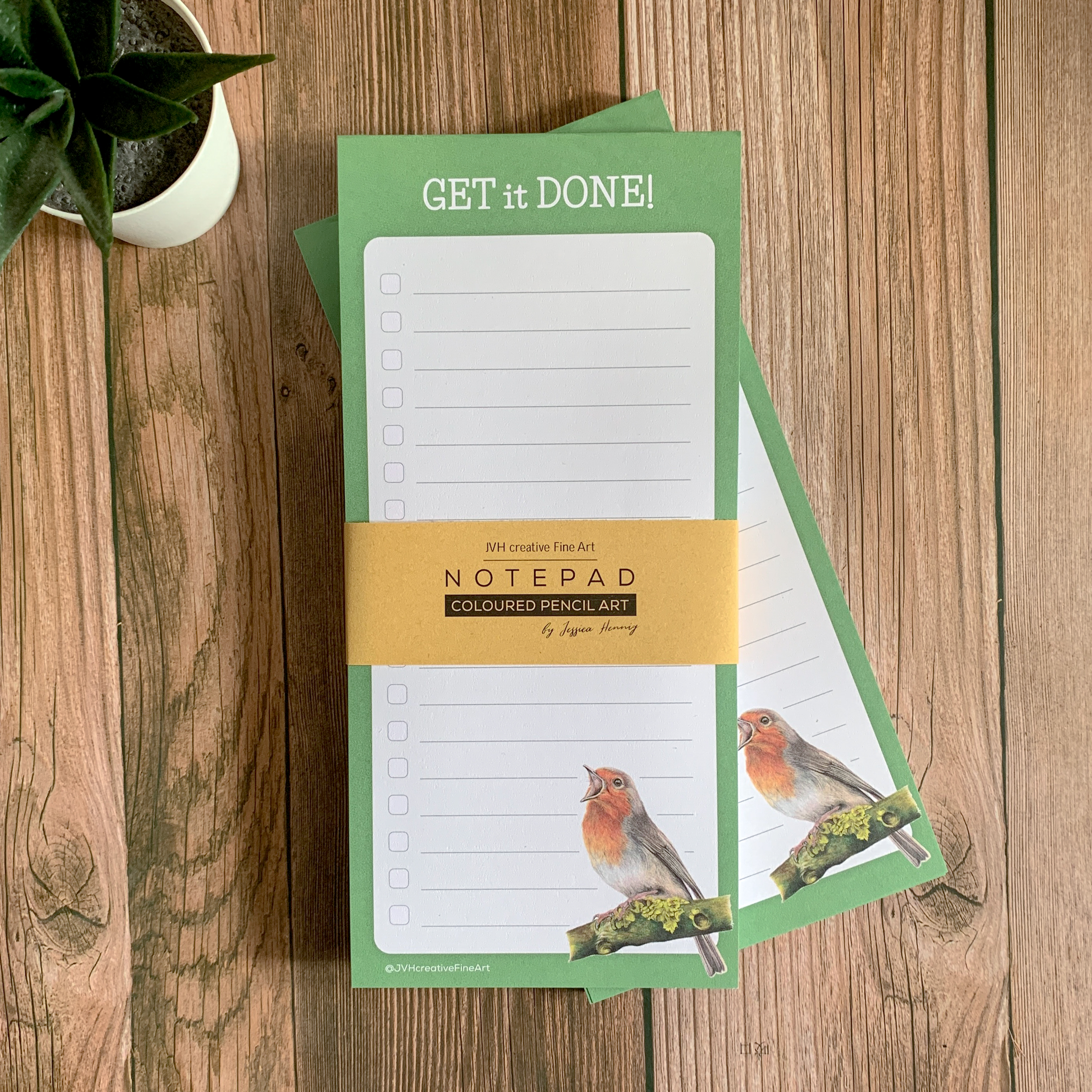 Robin Bird Notepad – Slim line – 50 tear off pages - Image 5