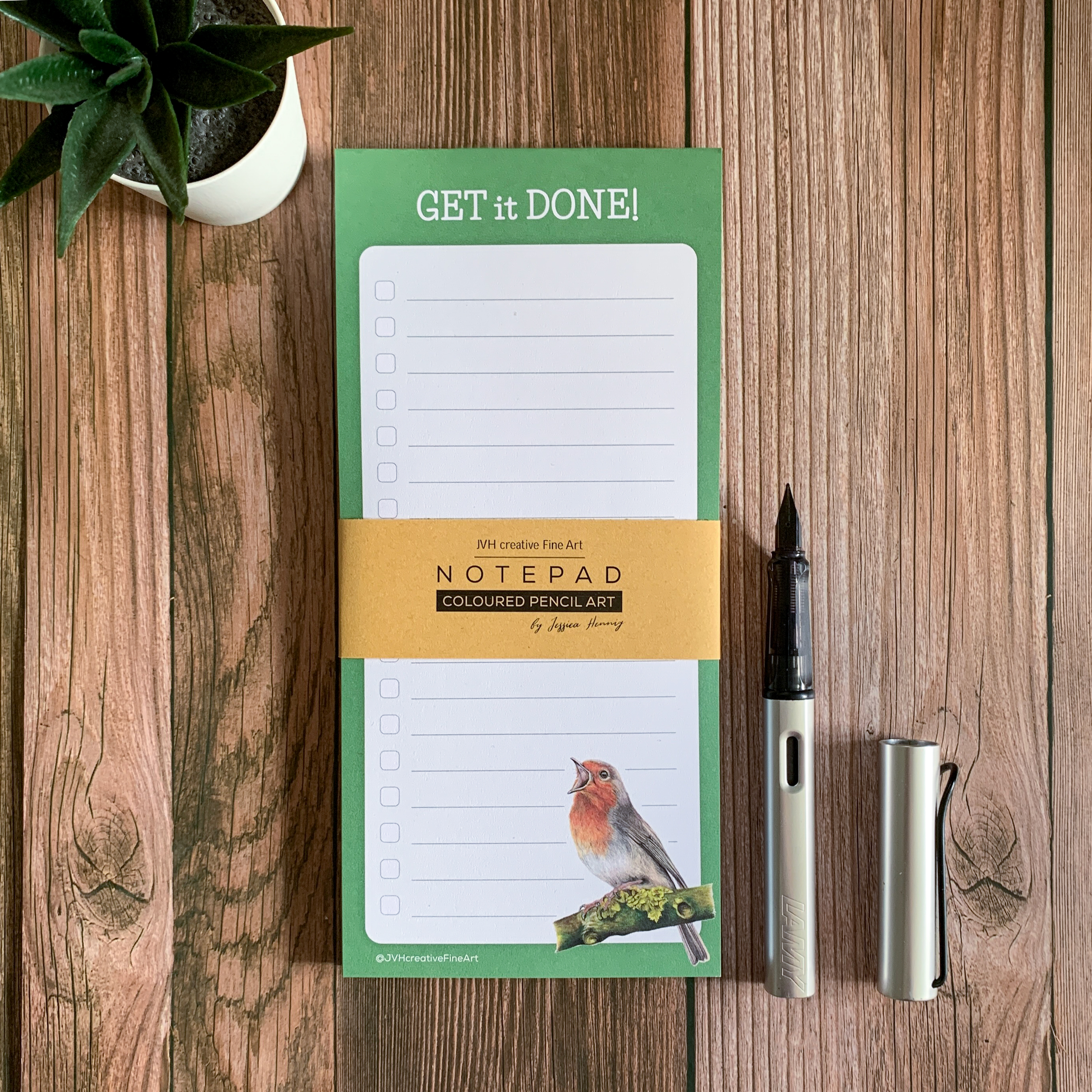 Robin Bird Notepad – Slim line – 50 tear off pages - Image 4